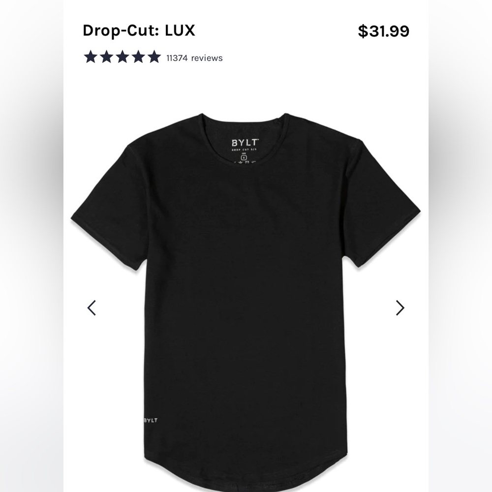 NWT BYLT Basics Drop Cut Lux Mens XL Blk